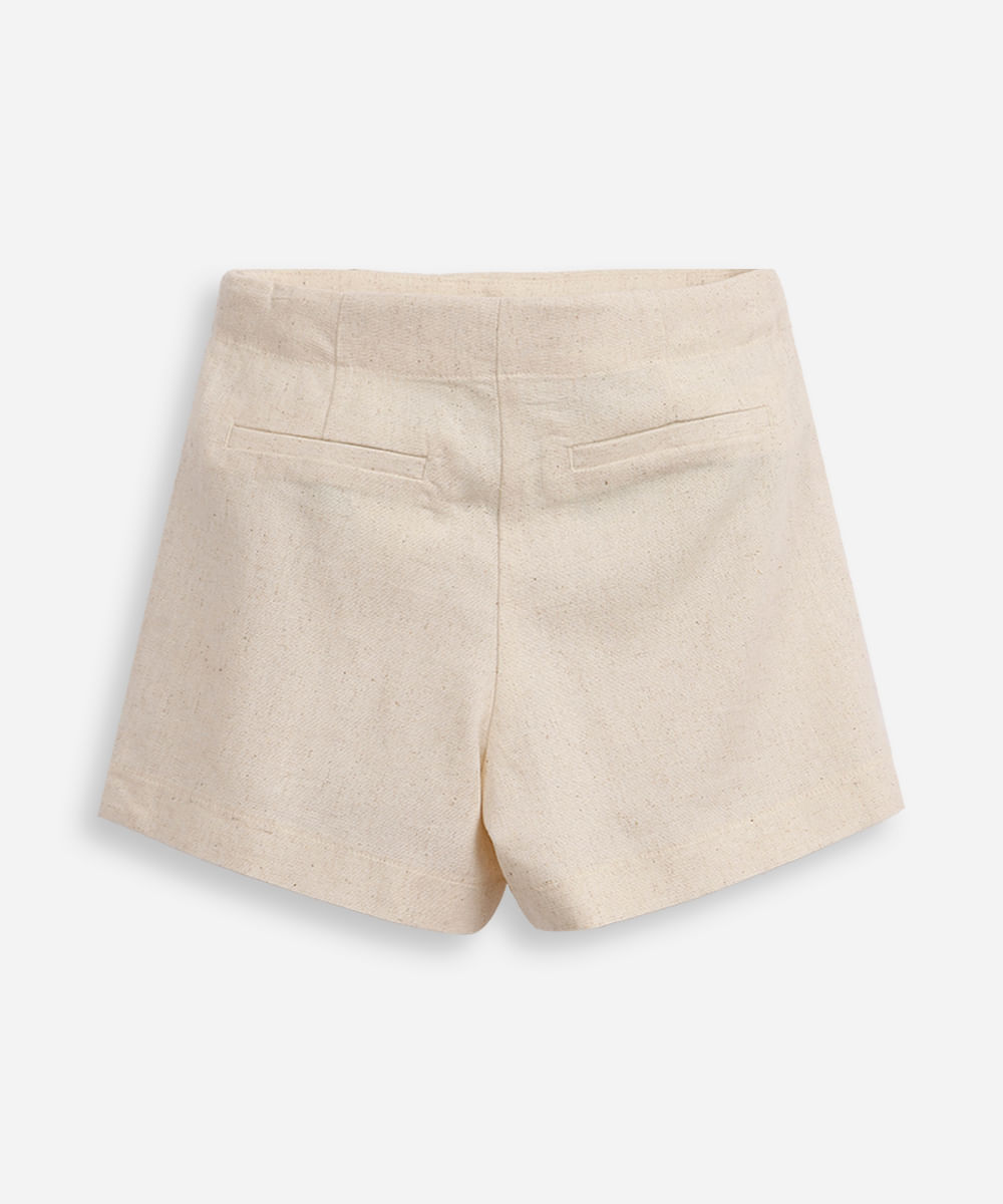 short saia infantil com linho bege