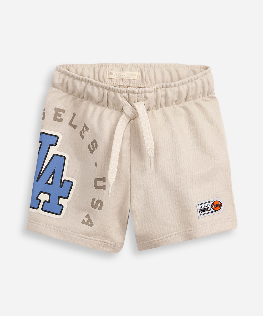 short basquete infantil de moletom nfl bege