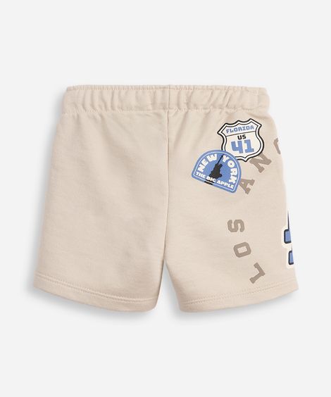 short basquete infantil de moletom nfl bege