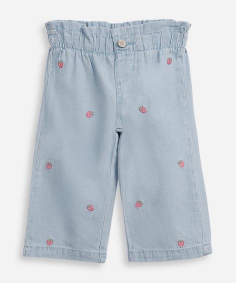 calça reta infantil jeans moranguinho azul