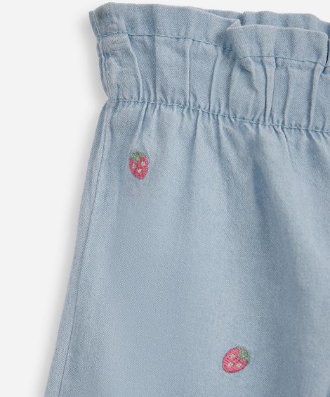 calça reta infantil jeans moranguinho azul