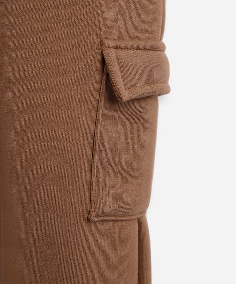 calça jogger infantil de moletom com bolso bege