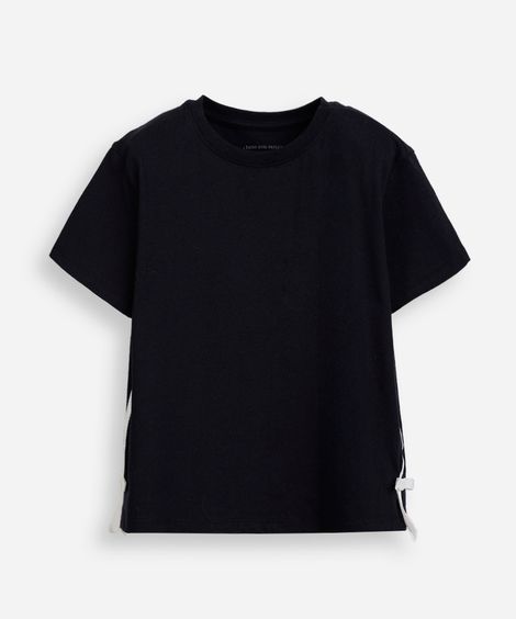 camiseta de algodão infantil lacinho na lateral preta