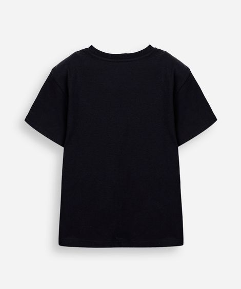 camiseta de algodão infantil lacinho na lateral preta