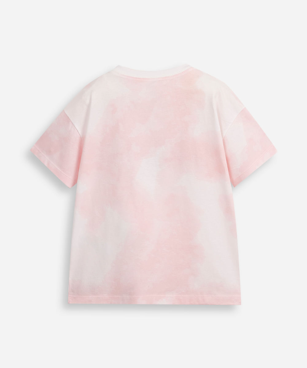 camiseta de algodão infantil hello kitty tie dye rosa