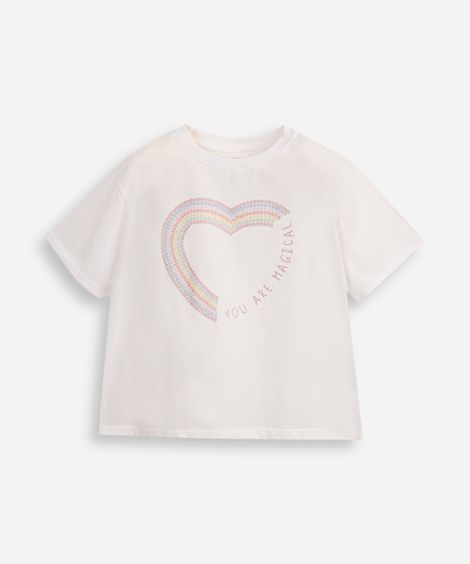blusa de algodão infantil manga curta you are magical off white