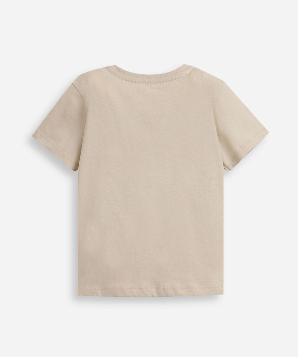 camiseta de algodão infantil manga curta oh my dog bege