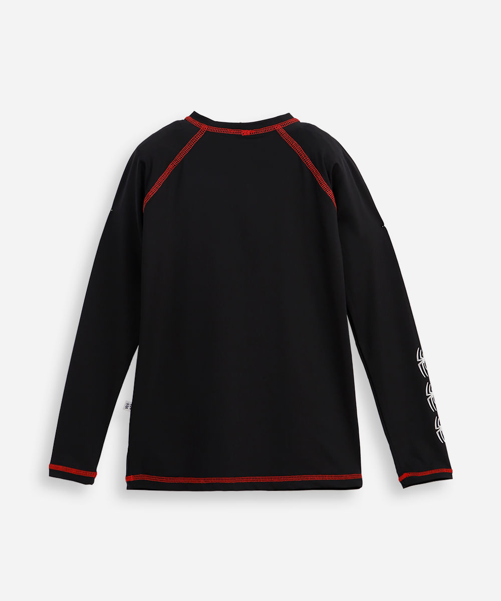 camiseta infantil manga longa proteção uv homem aranha - preto