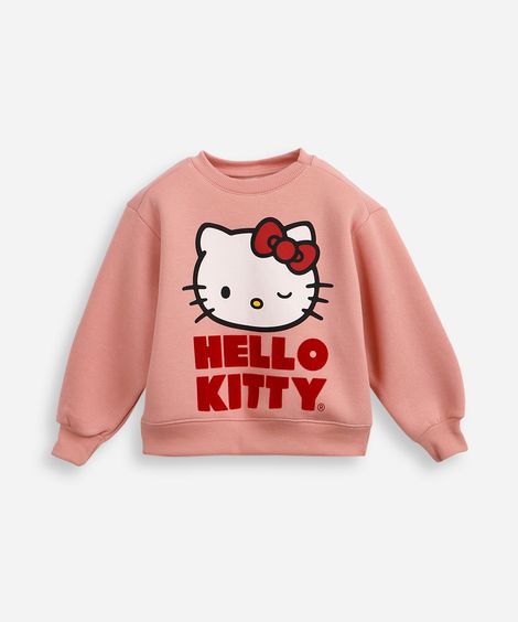 blusão de moletom infantil hello kitty rosa