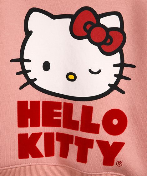 blusão de moletom infantil hello kitty rosa