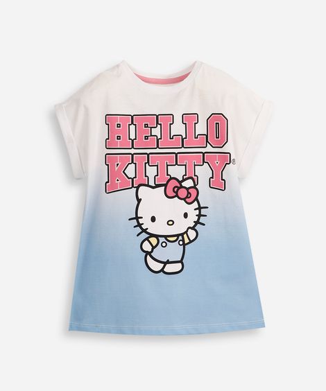 camiseta de algodão infantil hello kitty degradê off white