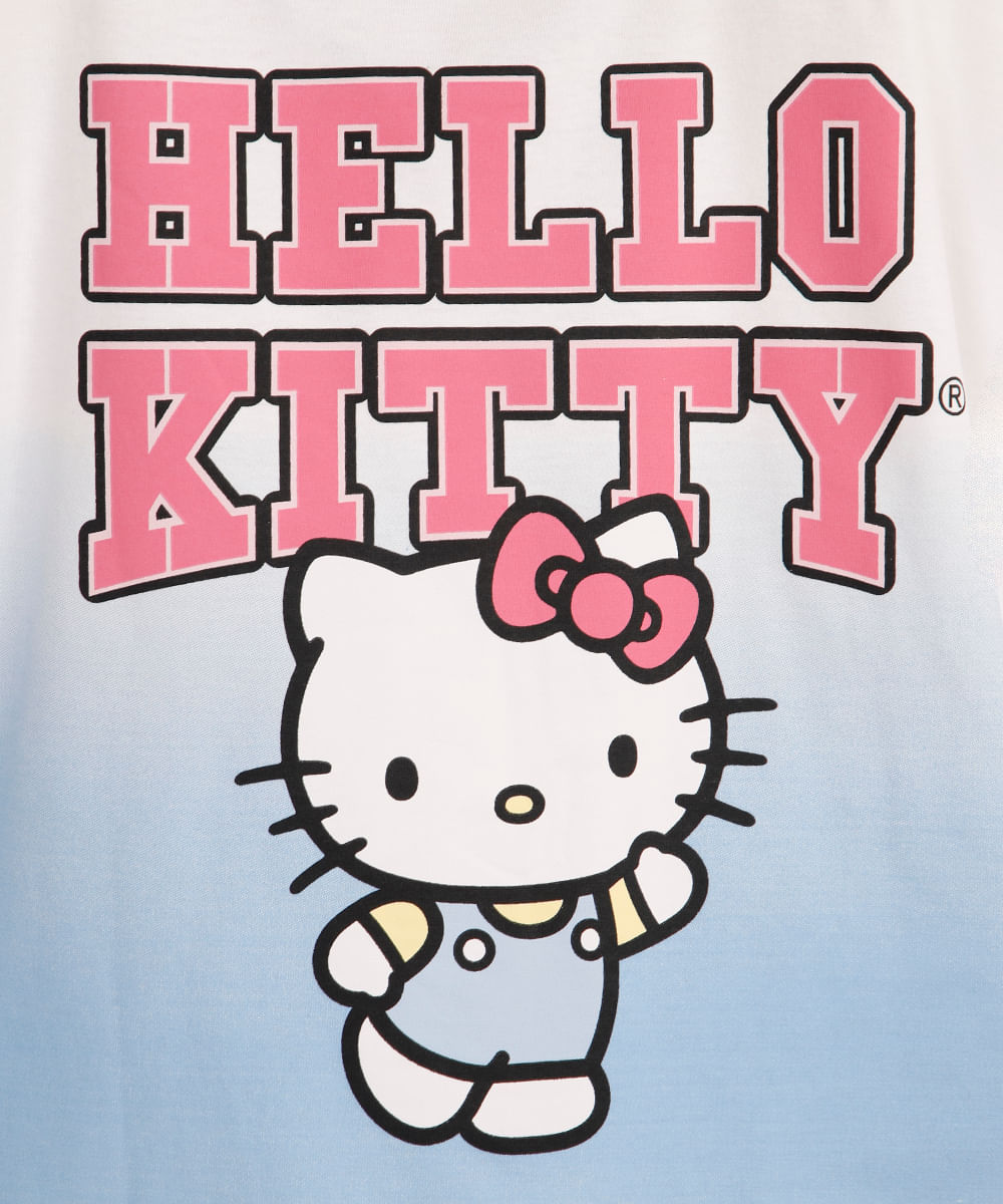 camiseta de algodão infantil hello kitty degradê off white