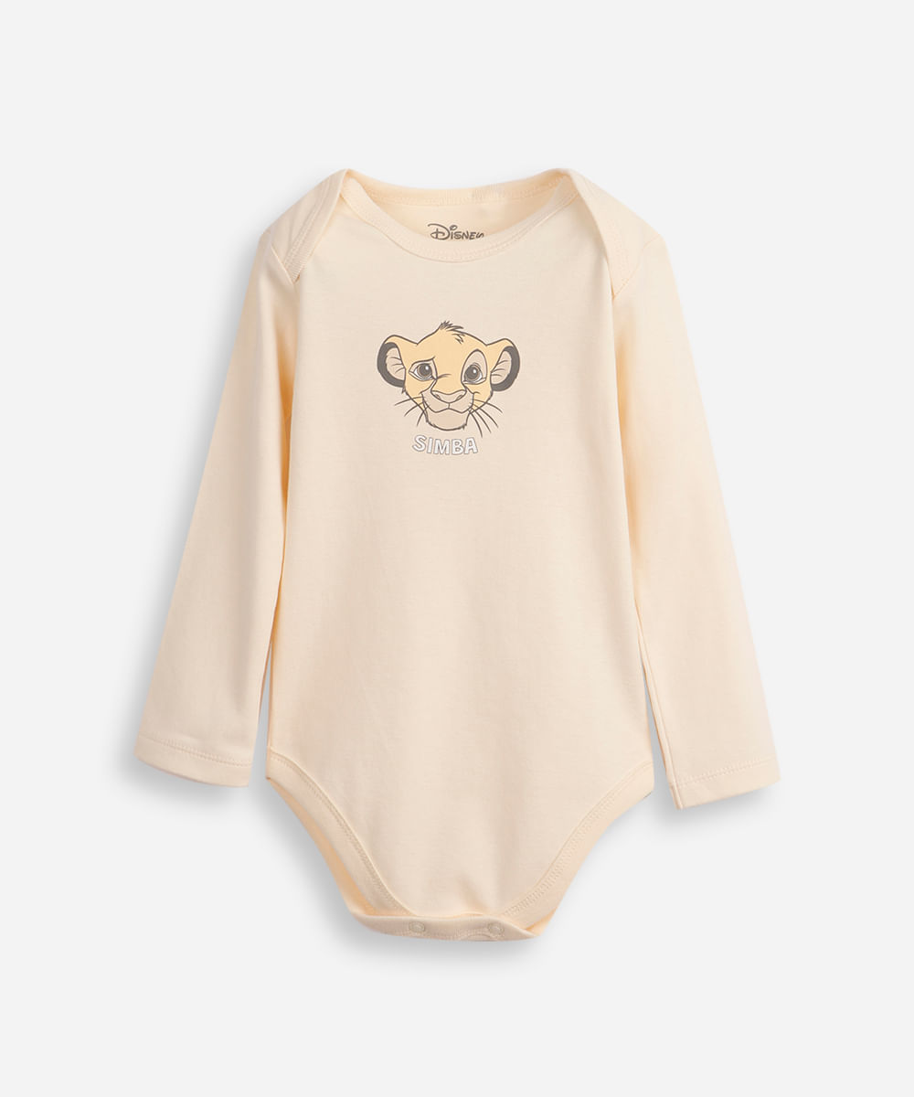 body infantil de algodão simba bege