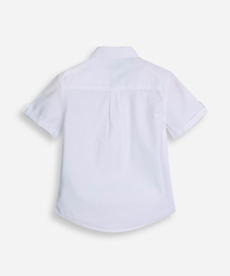 camisa de algodão infantil manga curta com bolso off white