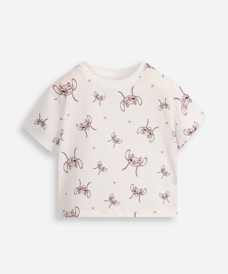 camiseta de algodão infantil manga curta angel off white
