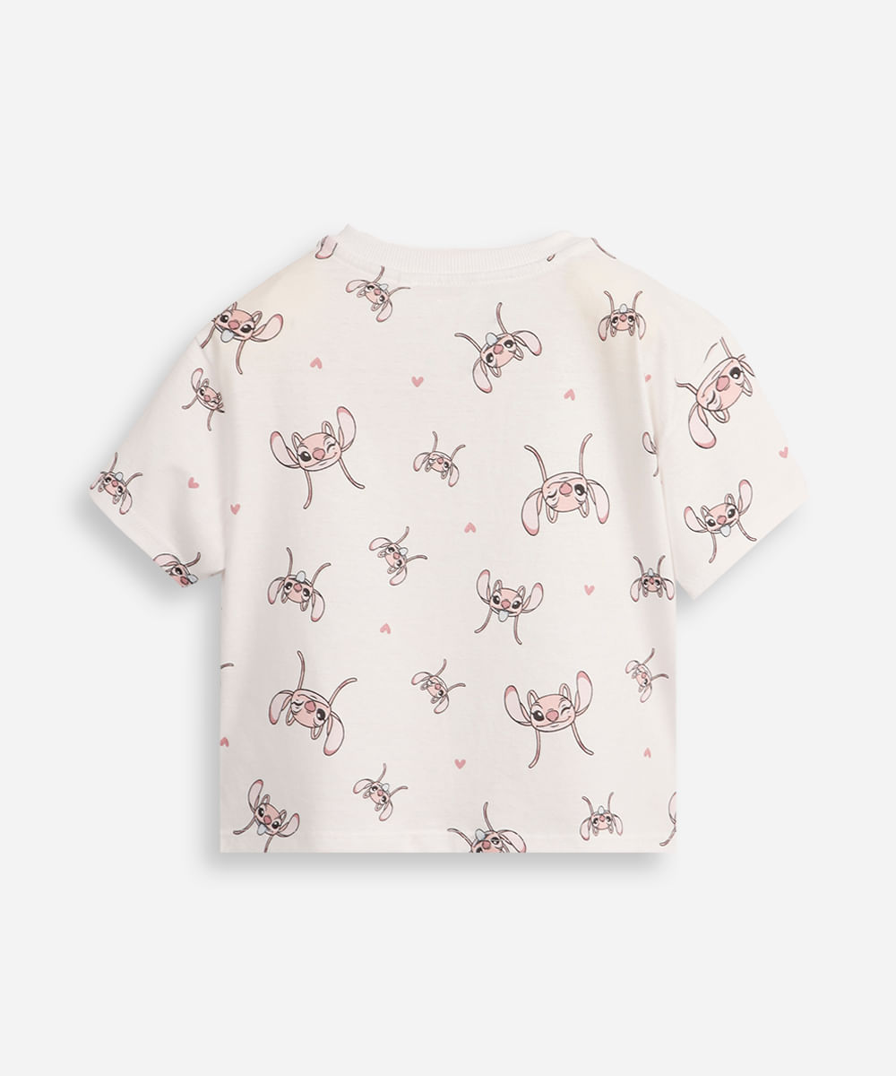 camiseta de algodão infantil manga curta angel off white