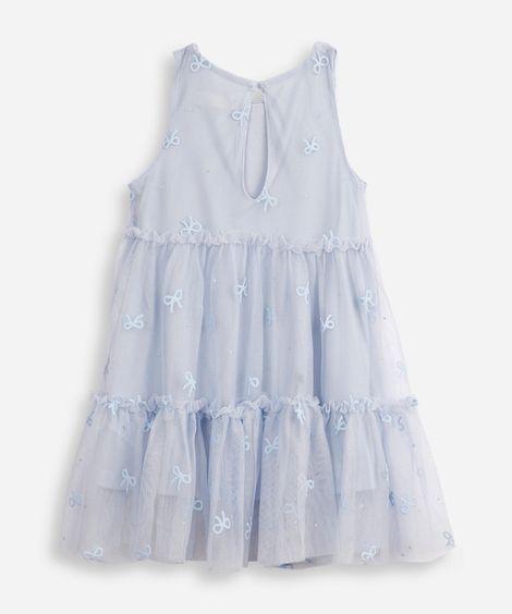vestido infantil de tule lacinho azul
