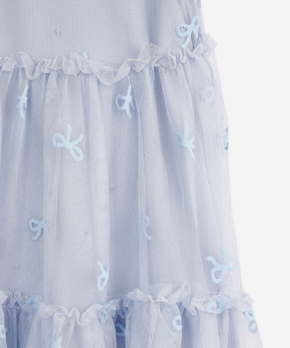 vestido infantil de tule lacinho azul