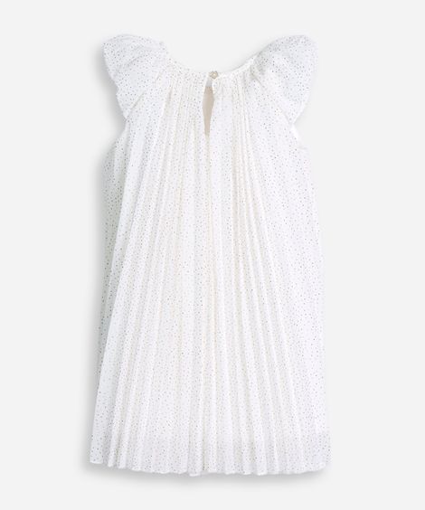vestido plissado infantil manha bufante poá off white