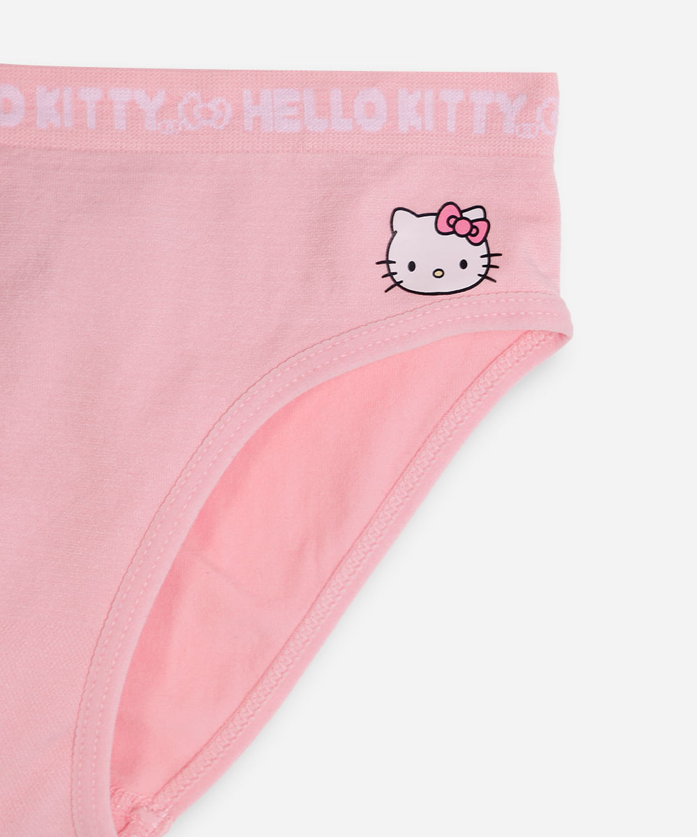 kit de 2 calcinhas infantis biquíni hello kitty rosa