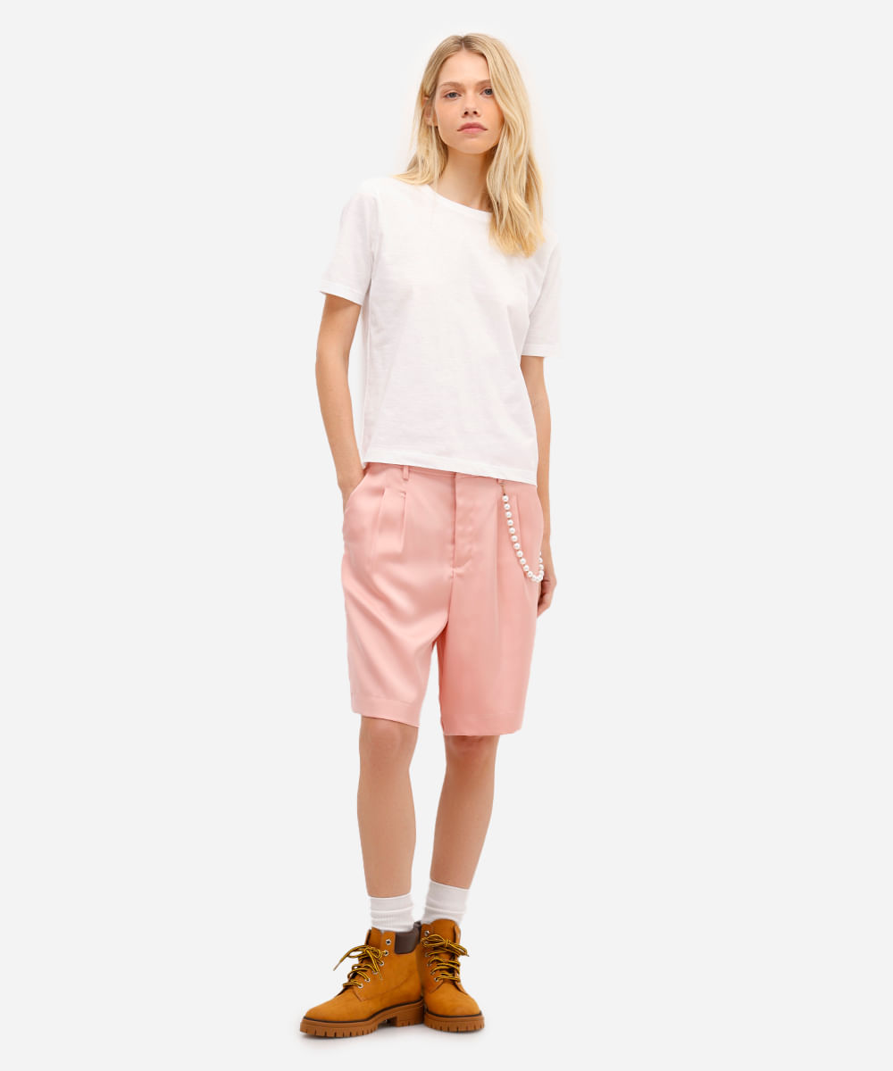 blusa básica feminina de algodão manga curta off white