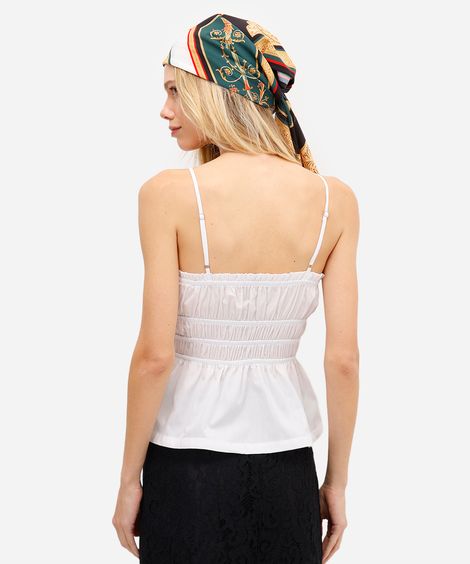 bata feminina alça fina franzida off white