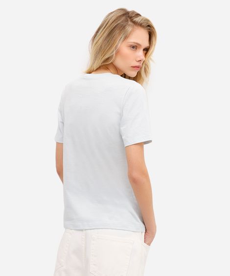 blusa básica feminina de algodão manga curta azul