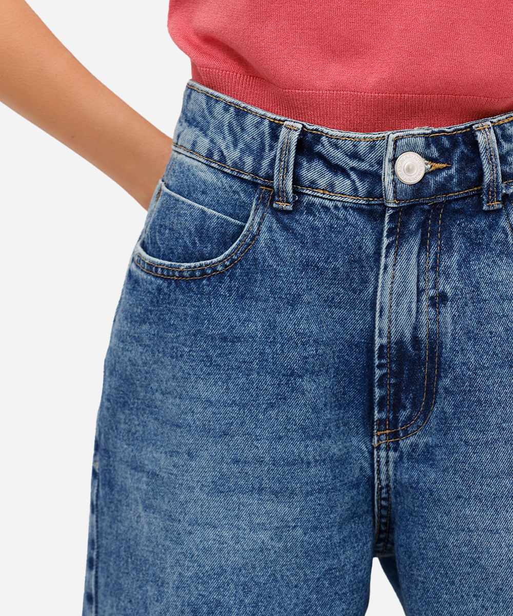 bermuda feminina jeans barra a fio azul