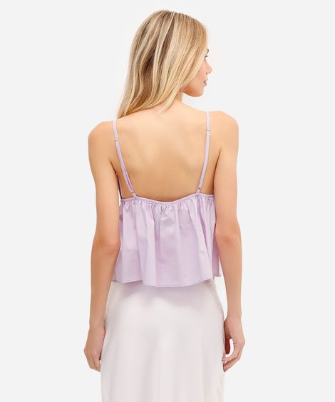 bata feminina com pregas decote v lilás