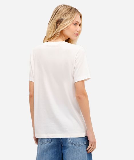 camiseta feminina de algodão stitch off white