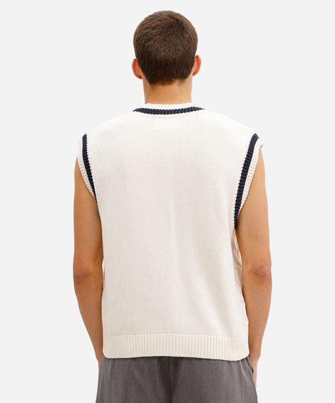 colete masculino de tricot texturizado off white
