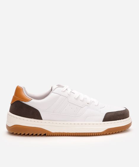 tênis casual masculino ace com recortes branco