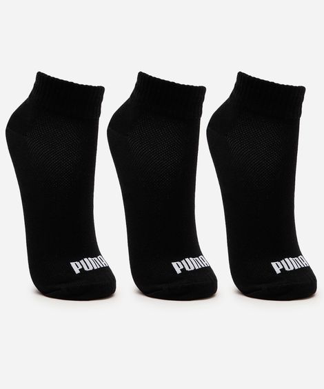 kit de 3 meias masculinas cano curto puma preta