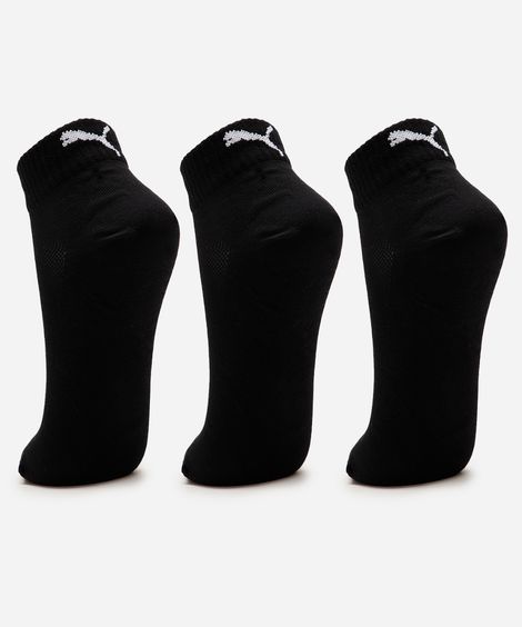 kit de 3 meias masculinas cano curto puma preta