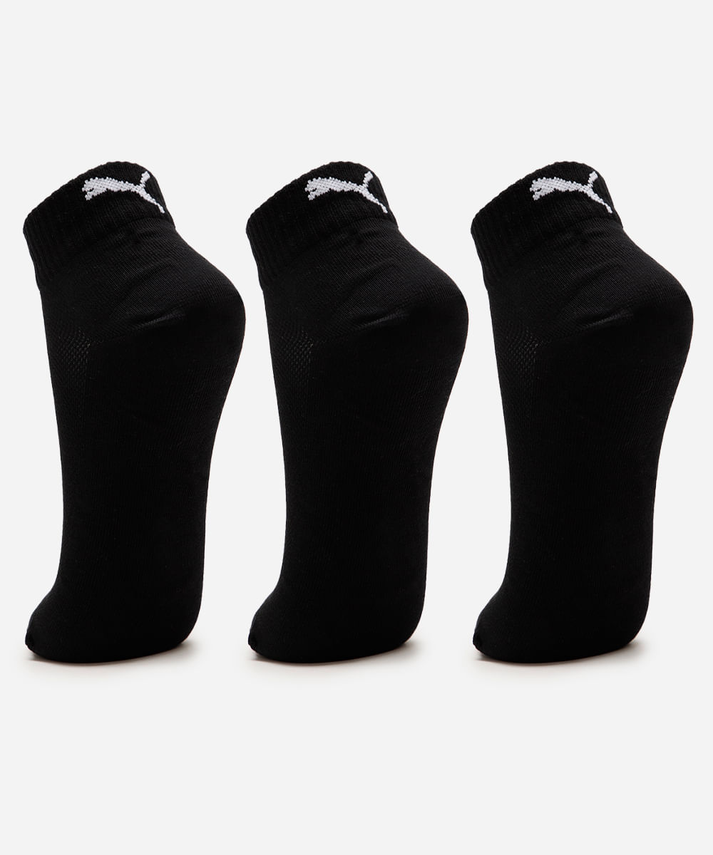 kit de 3 meias masculinas cano curto puma preta