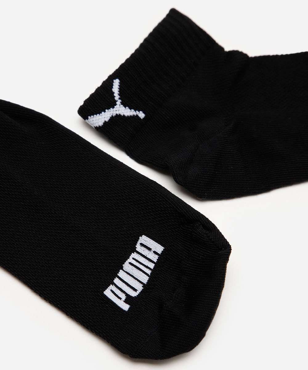 kit de 3 meias masculinas cano curto puma preta