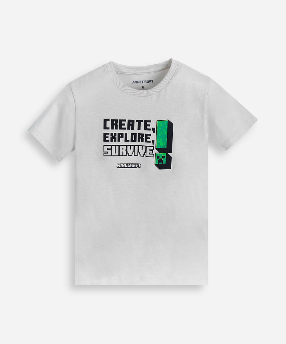 kit de 2 camisetas infantis de algodão manga curta minecraft colorida
