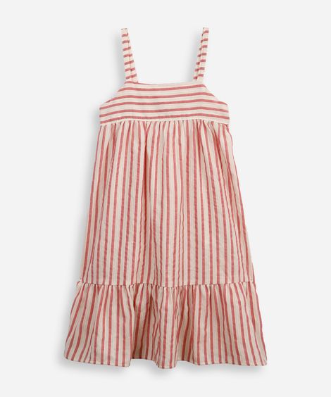 vestido midi infantil listrado vermelho