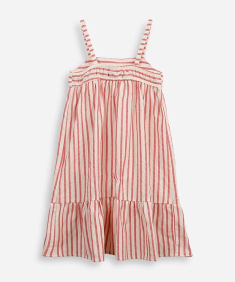 vestido midi infantil listrado vermelho