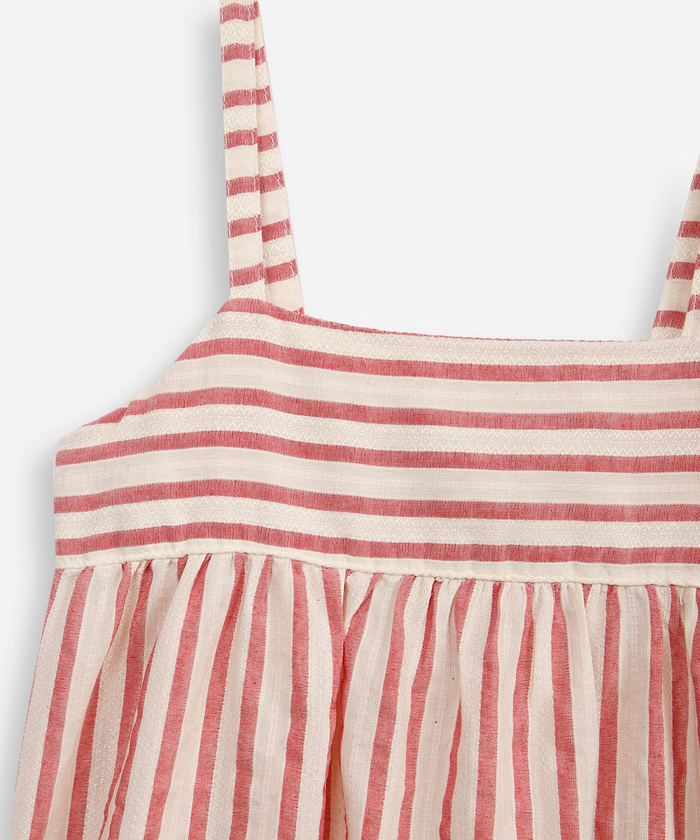 vestido midi infantil listrado vermelho