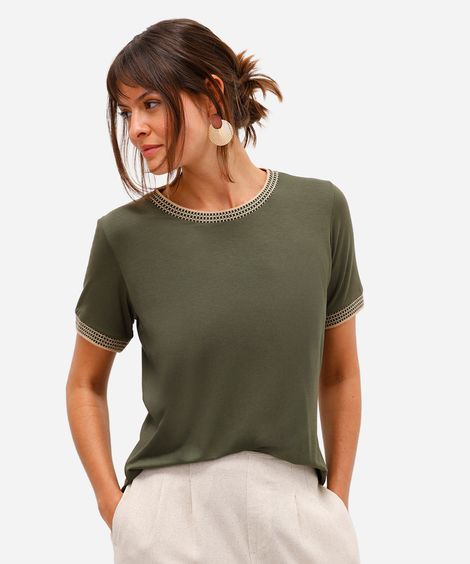 blusa feminina de viscose manga curta verde