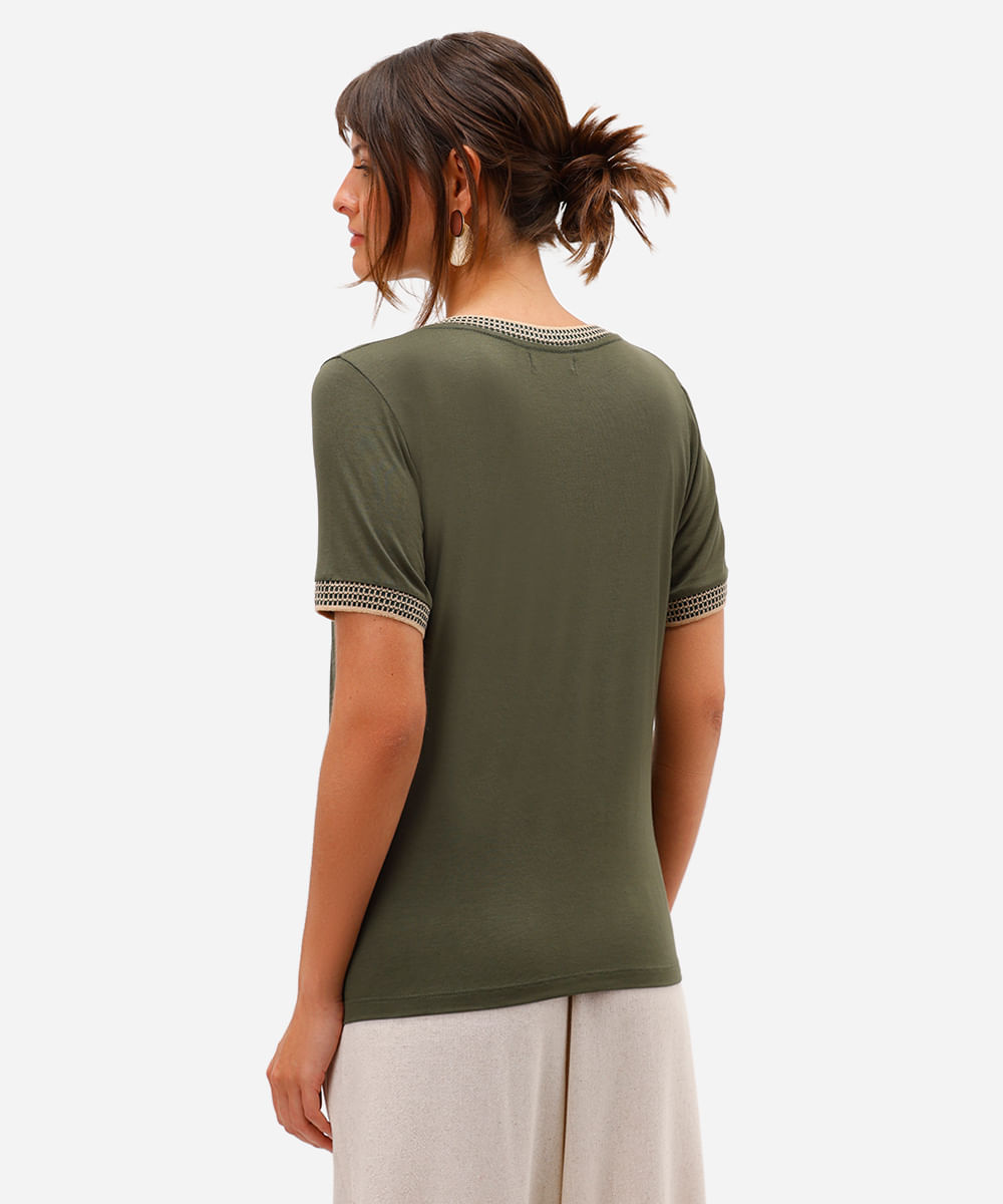 blusa feminina de viscose manga curta verde