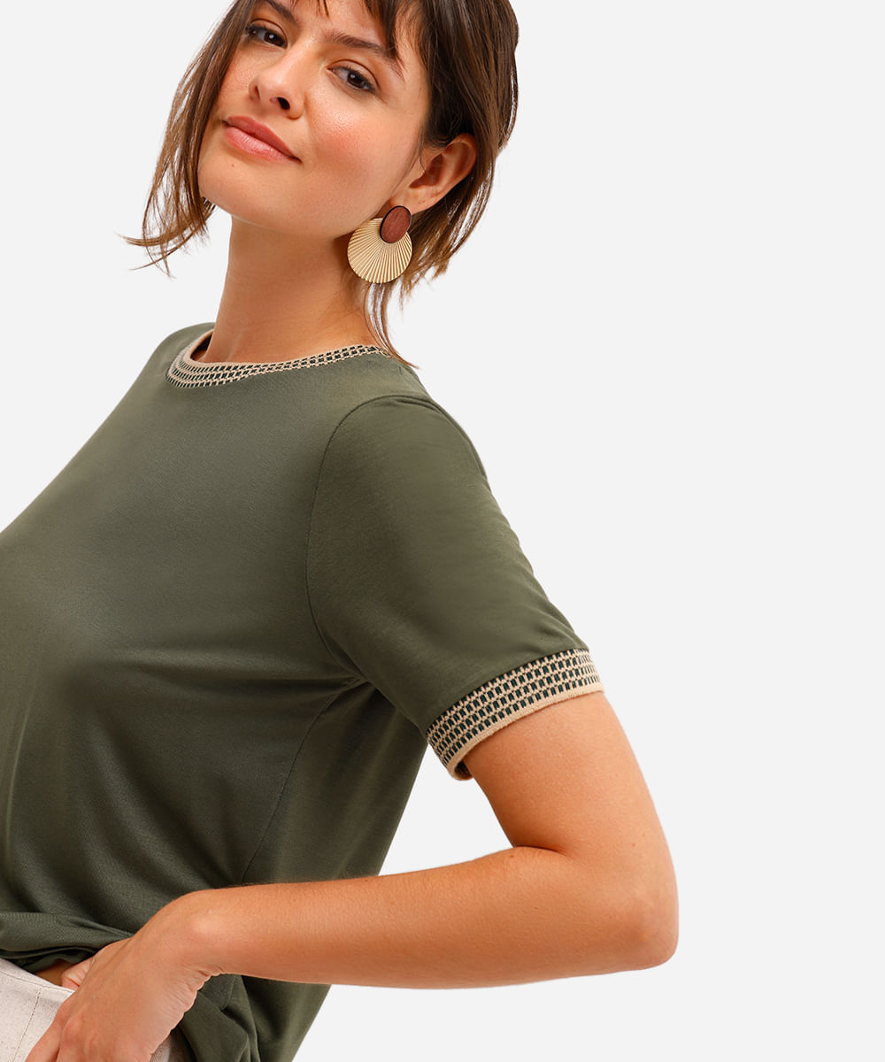 blusa feminina de viscose manga curta verde