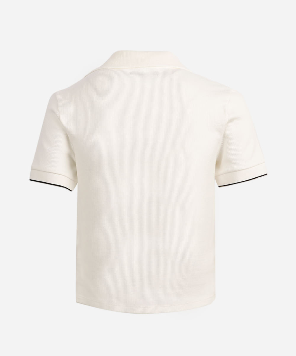 polo de algodão juvenil manga curta bicolor off white