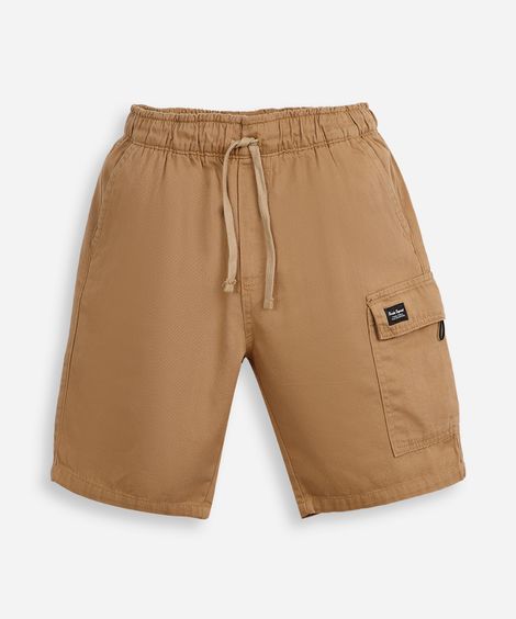 bermuda de sarja juvenil bolso cargo marrom