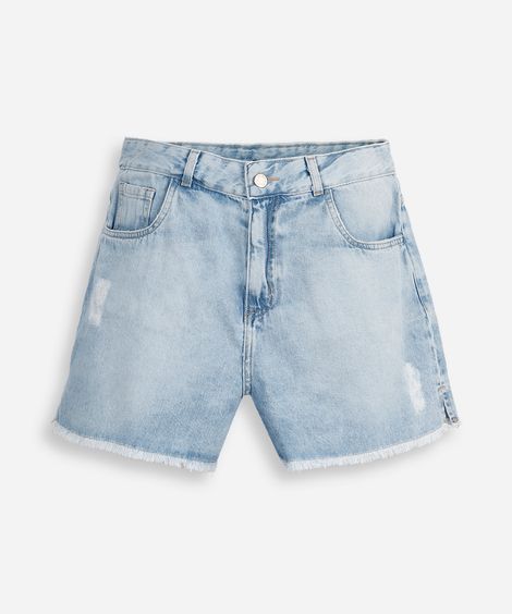 short mom juvenil jeans destroyed azul