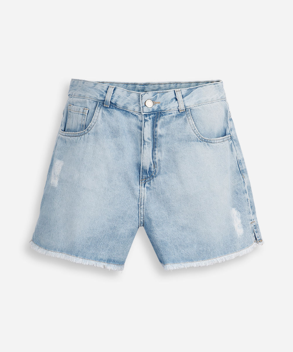 short mom juvenil jeans destroyed azul