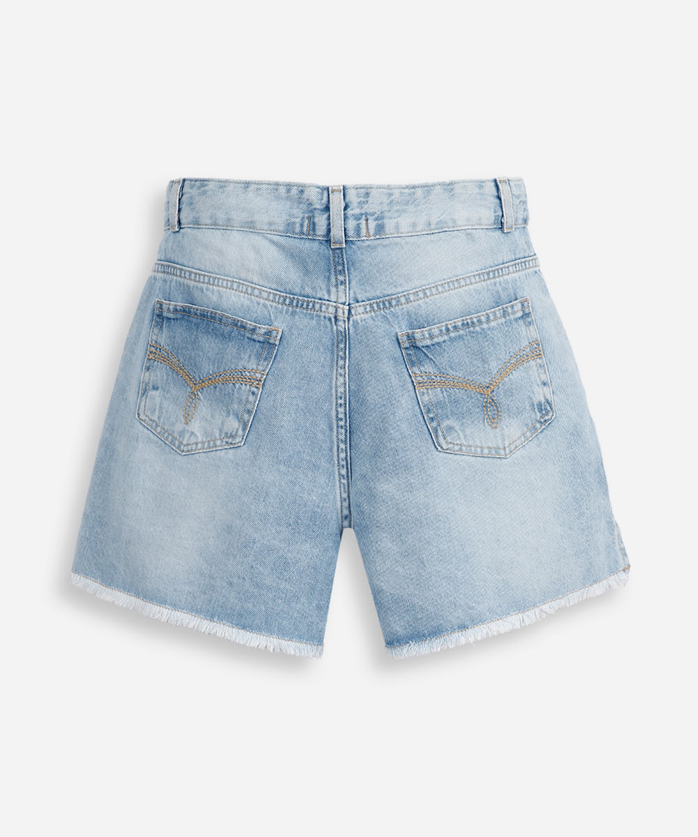 short mom juvenil jeans destroyed azul