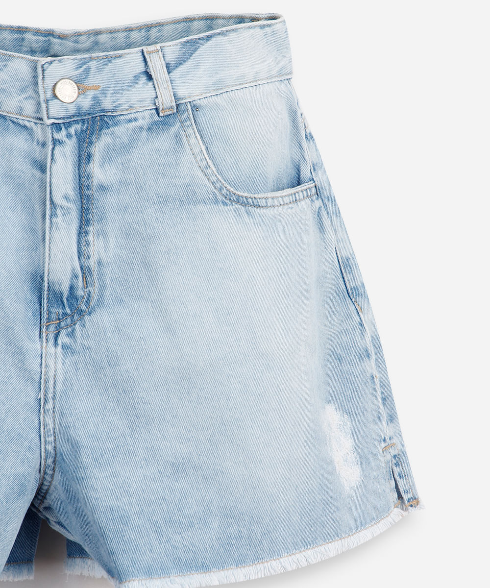 short mom juvenil jeans destroyed azul