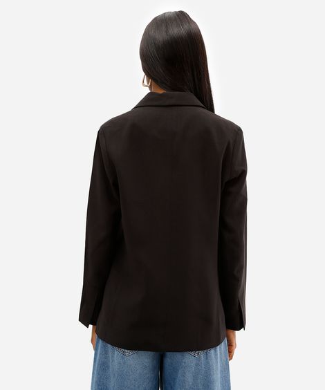 blazer feminino de alfaiataria com viscose preto